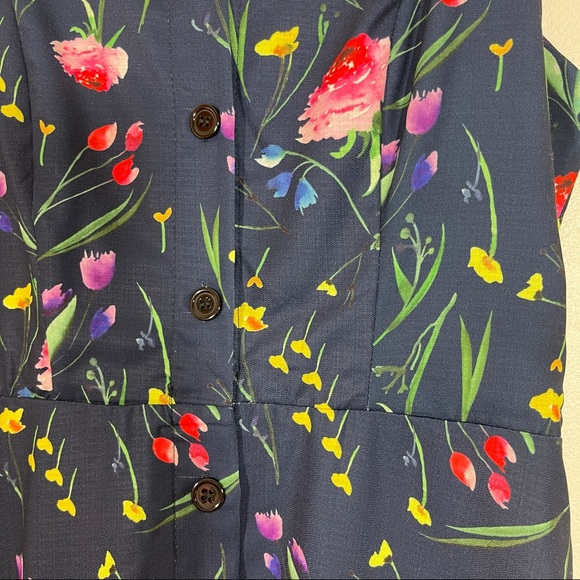 NWT Papillon Floral Cutout Dress Sleeveless Navy Sz XS - Picture 10 of 16